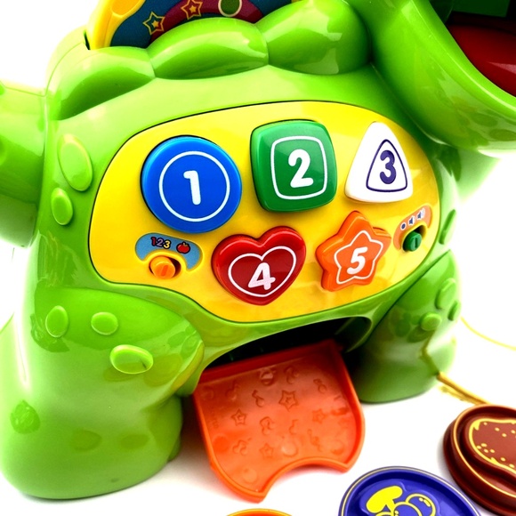 VTech Chomp & Count Dino Toys Sounds Coins Tokens Talking Baby Toddler Learning - Picture 2 of 7
